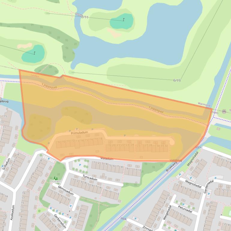Kaart van postcodegebied 2318XJ.