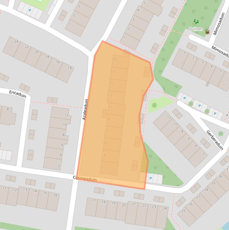 Kaart van postcodegebied 2318XL.