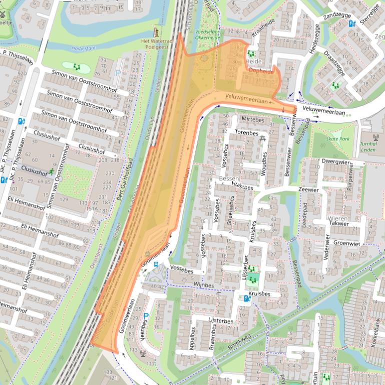 Kaart van postcodegebied 2318ZB.