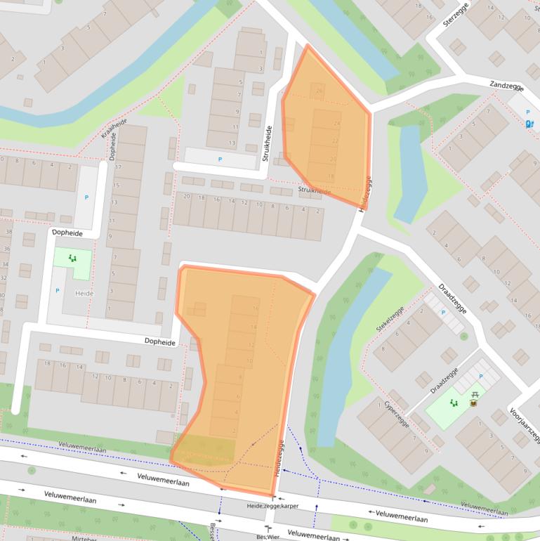 Kaart van postcodegebied 2318ZE.