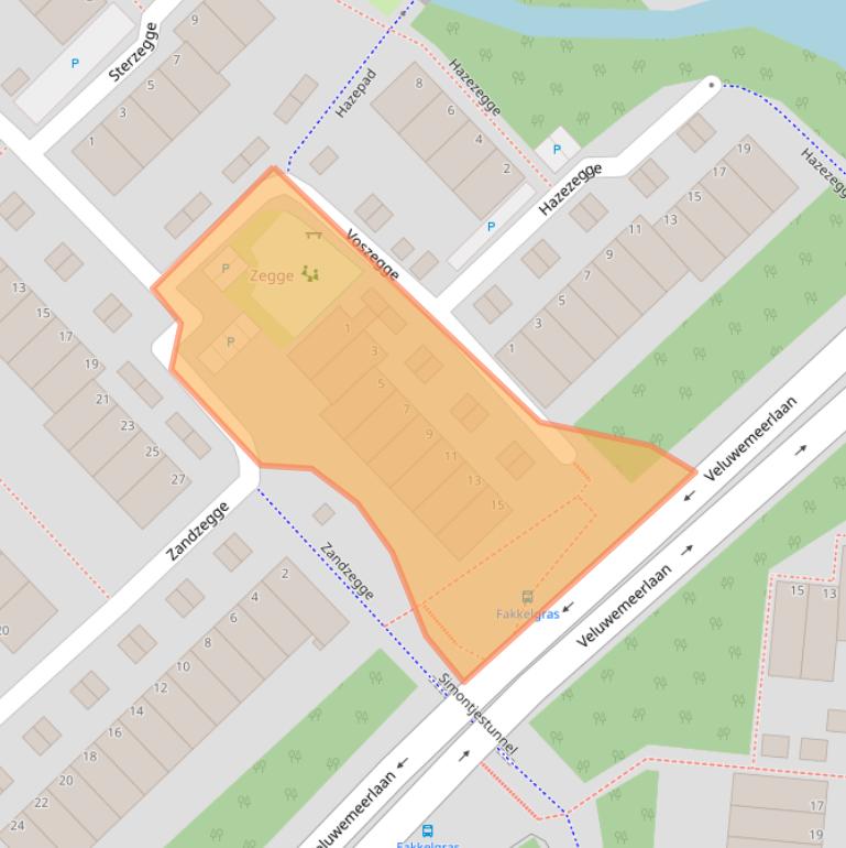 Kaart van postcodegebied 2318ZJ.