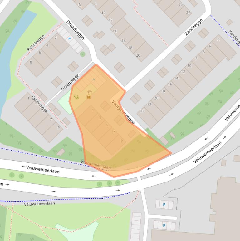 Kaart van postcodegebied 2318ZP.