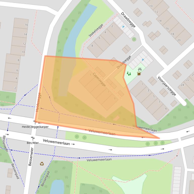Kaart van postcodegebied 2318ZR.