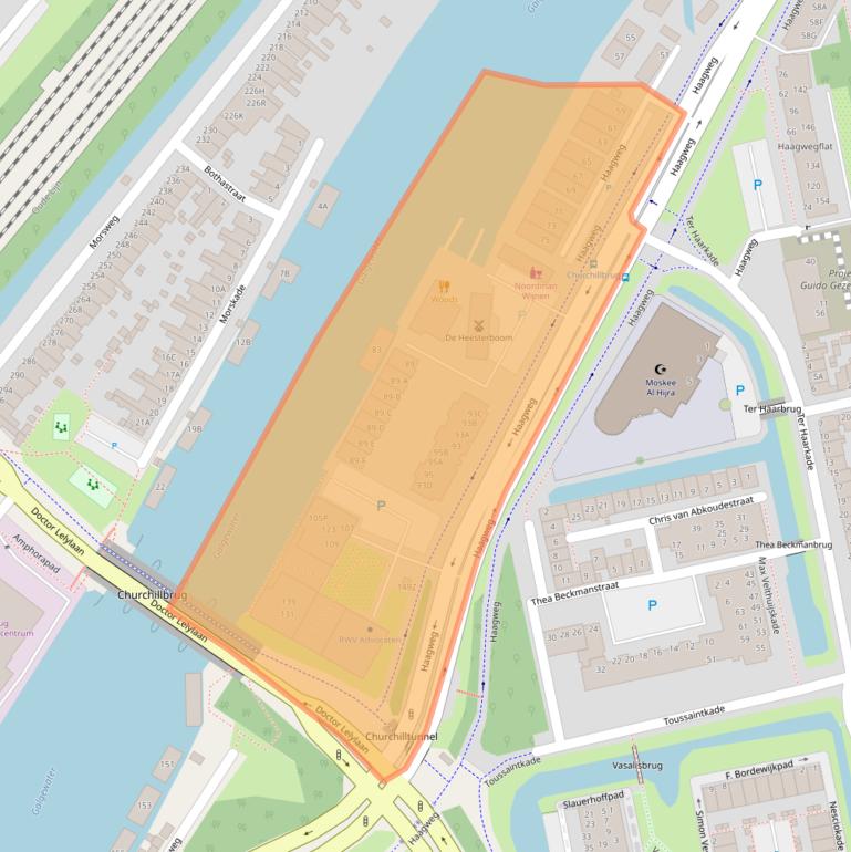 Kaart van postcodegebied 2321AA.