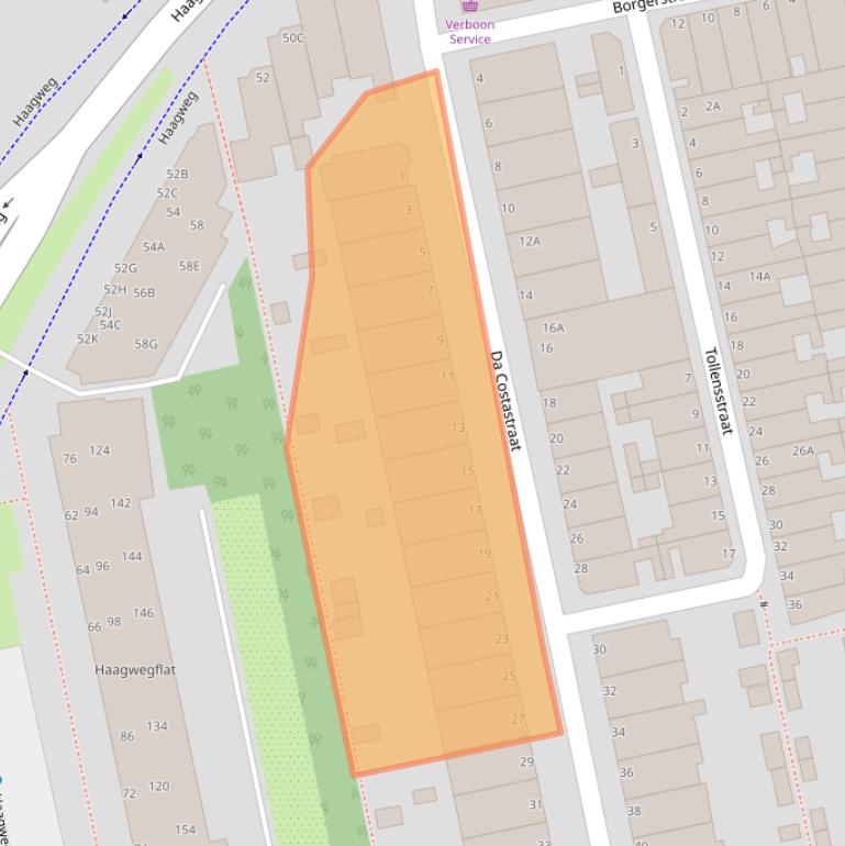 Kaart van postcodegebied 2321AJ.