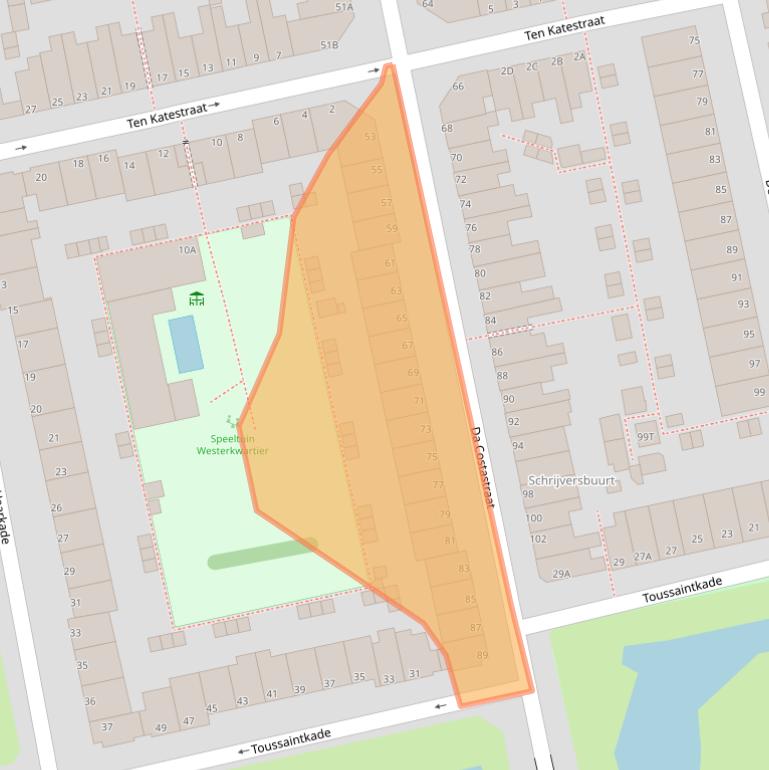 Kaart van postcodegebied 2321AL.