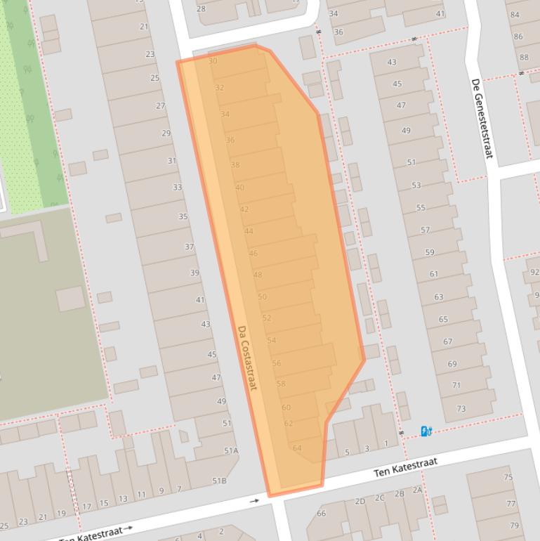 Kaart van postcodegebied 2321AP.