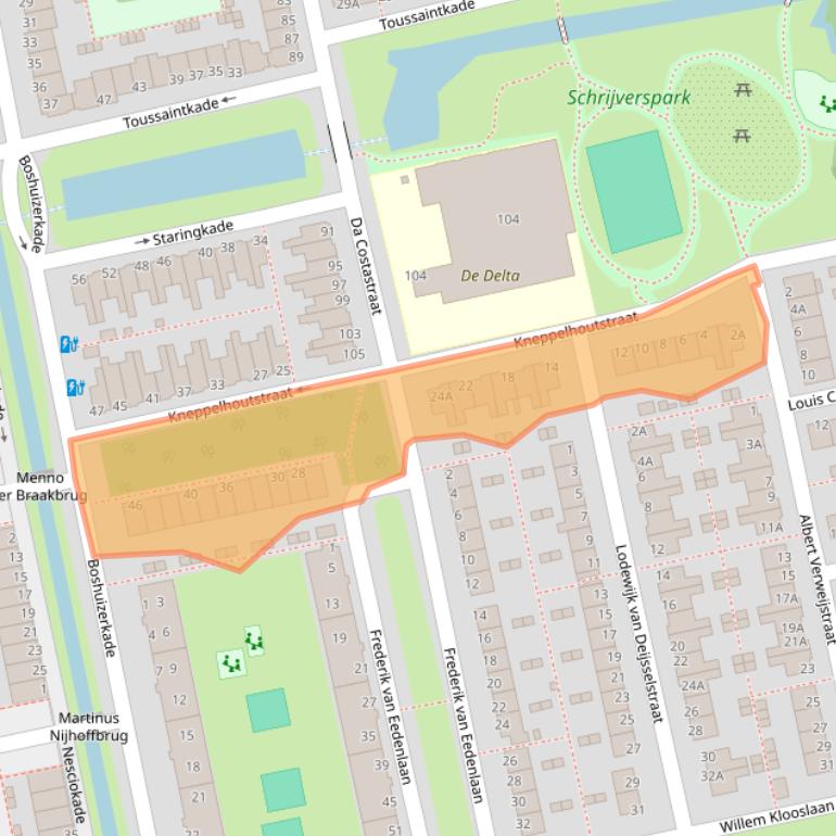 Kaart van postcodegebied 2321BA.