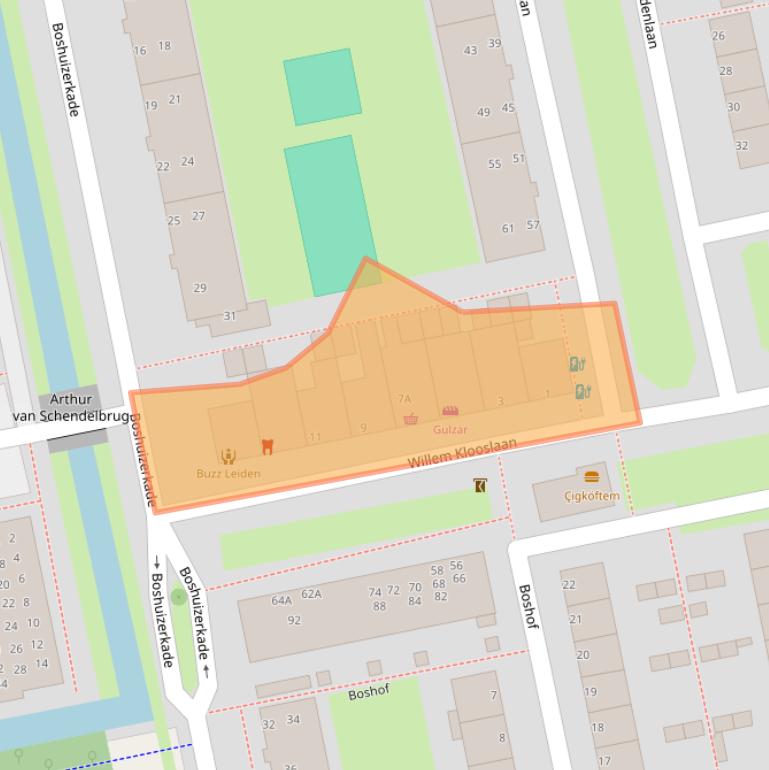 Kaart van postcodegebied 2321BH.