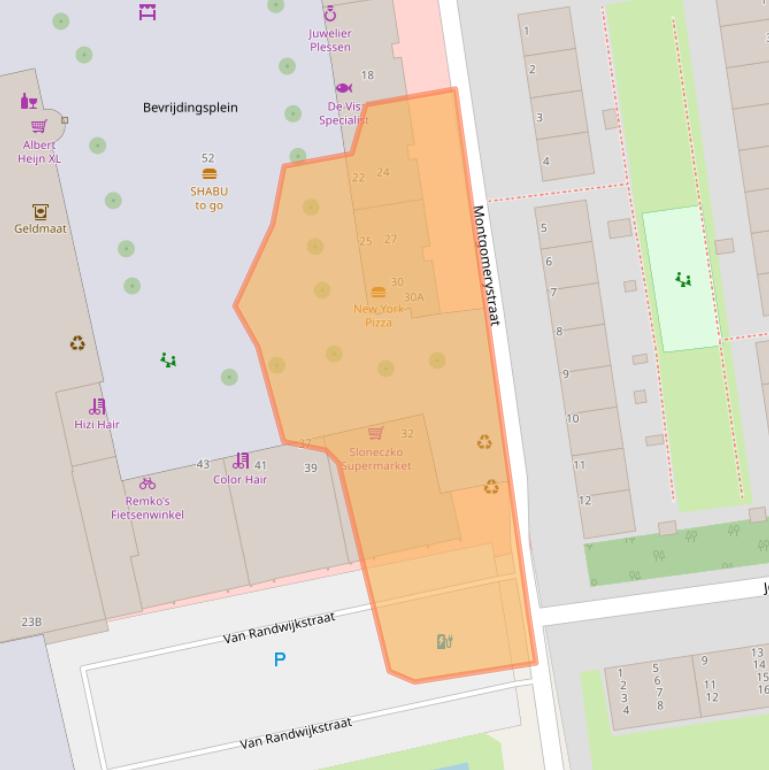 Kaart van postcodegebied 2321BW.