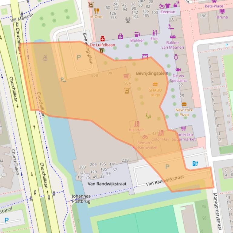 Kaart van postcodegebied 2321BX.