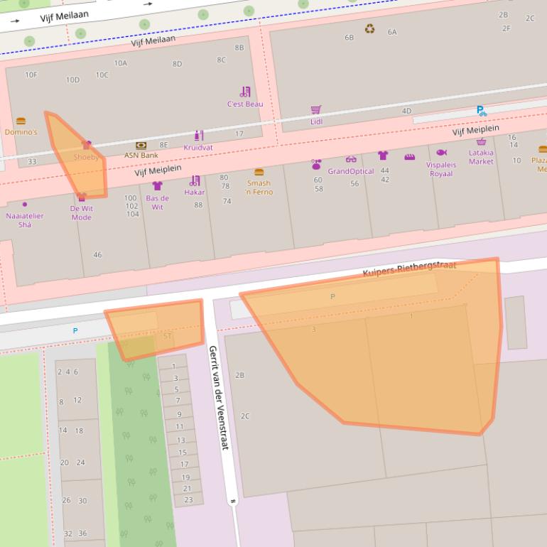 Kaart van postcodegebied 2321BZ.