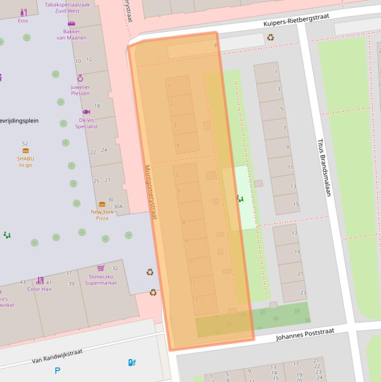 Kaart van postcodegebied 2321CA.