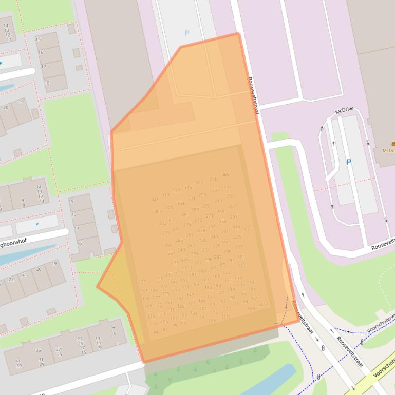 Kaart van postcodegebied 2321CT.