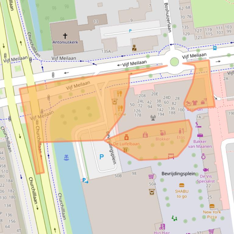 Kaart van postcodegebied 2321CV.