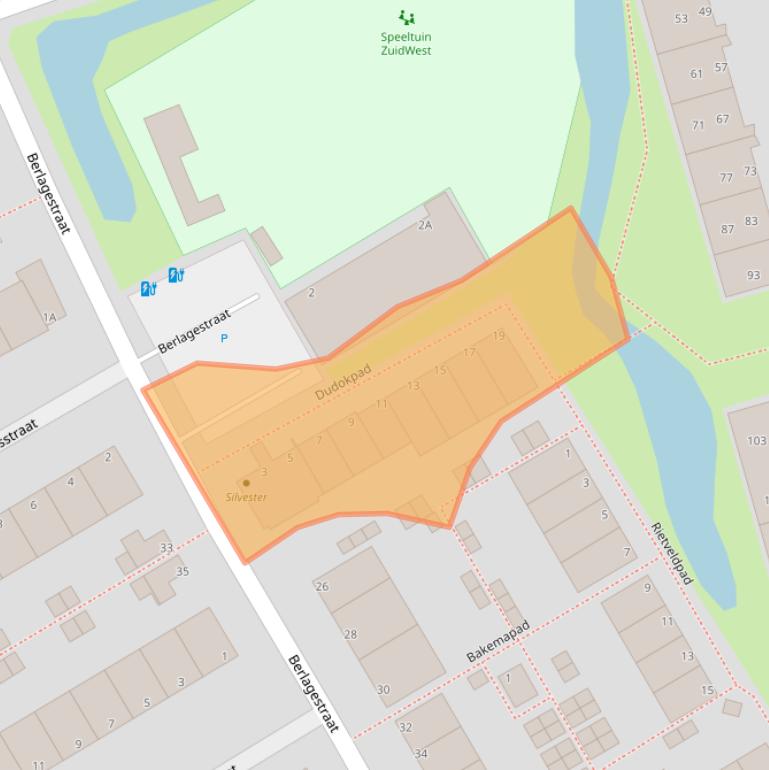 Kaart van postcodegebied 2321CW.