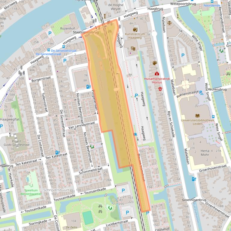 Kaart van postcodegebied 2321CZ.