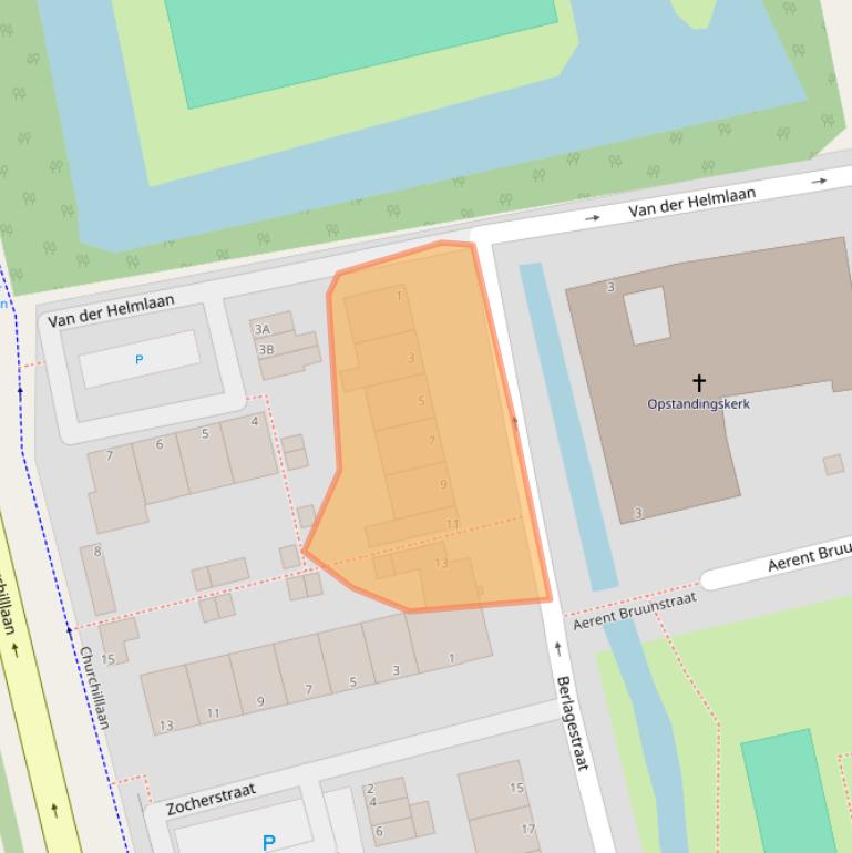 Kaart van postcodegebied 2321EJ.