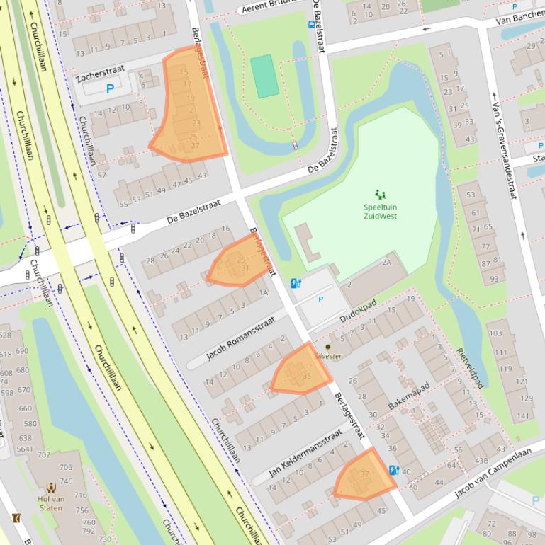 Kaart van postcodegebied 2321EK.