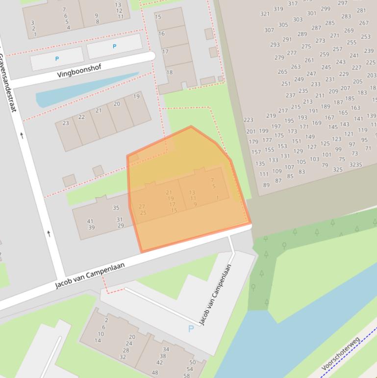 Kaart van postcodegebied 2321GA.