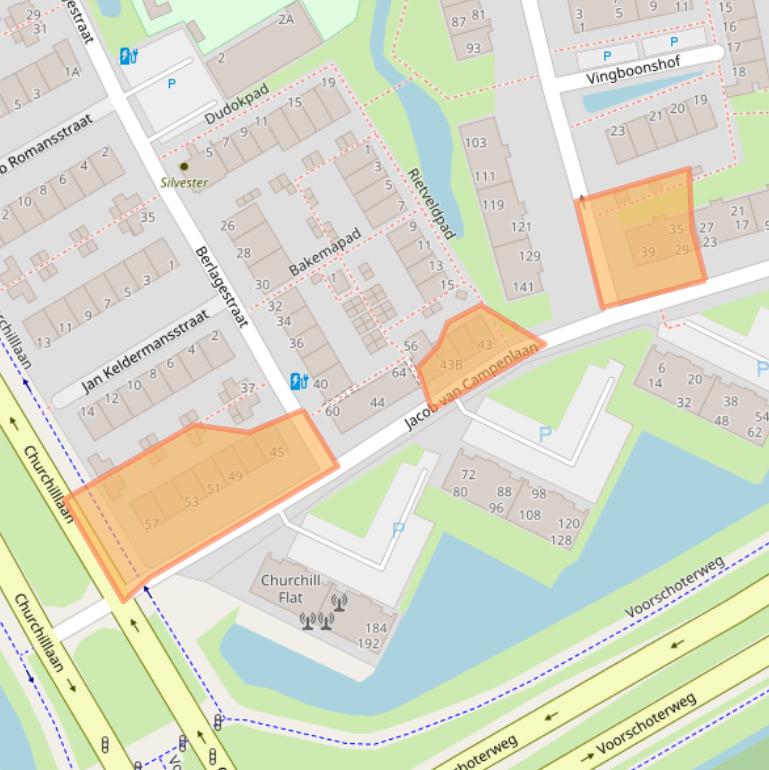 Kaart van postcodegebied 2321GB.