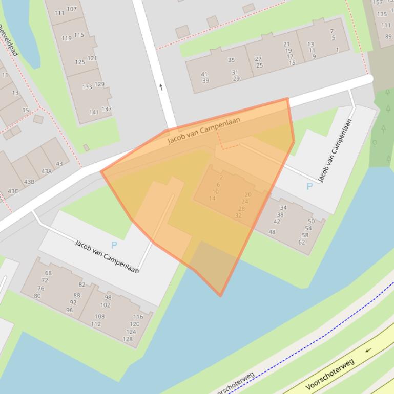 Kaart van postcodegebied 2321GC.