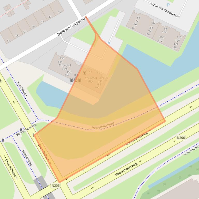 Kaart van postcodegebied 2321GJ.