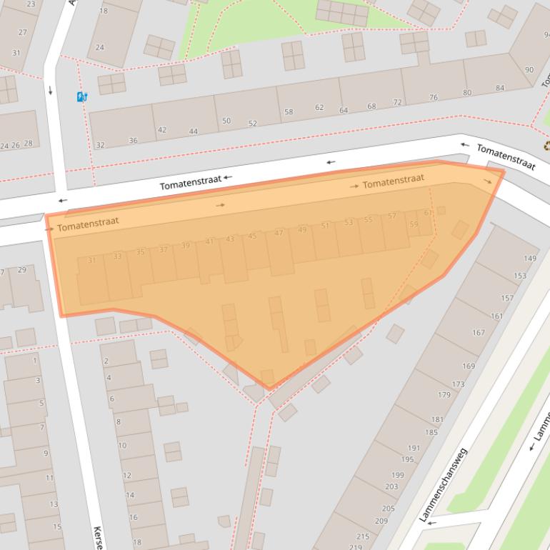 Kaart van postcodegebied 2321HE.