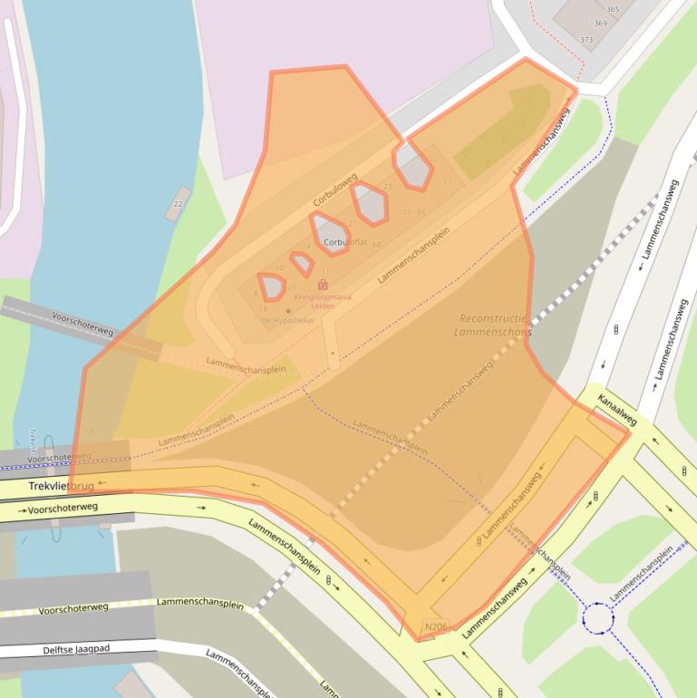 Kaart van postcodegebied 2321JB.