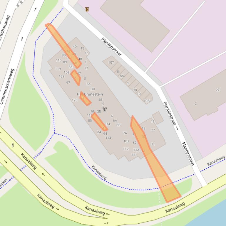 Kaart van postcodegebied 2321JE.