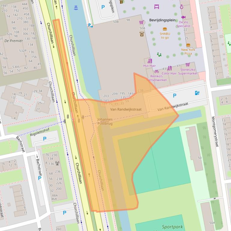 Kaart van postcodegebied 2321KE.