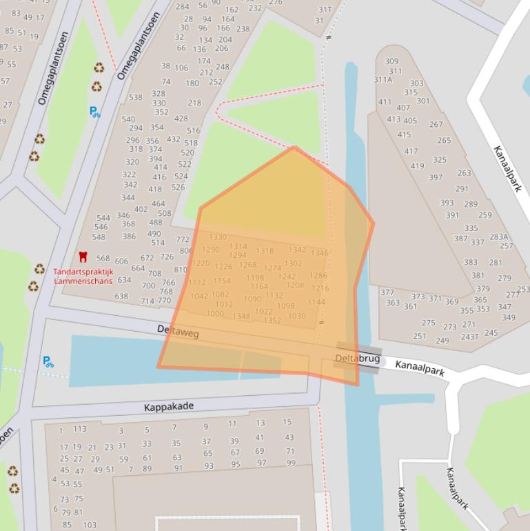 Kaart van postcodegebied 2321KX.