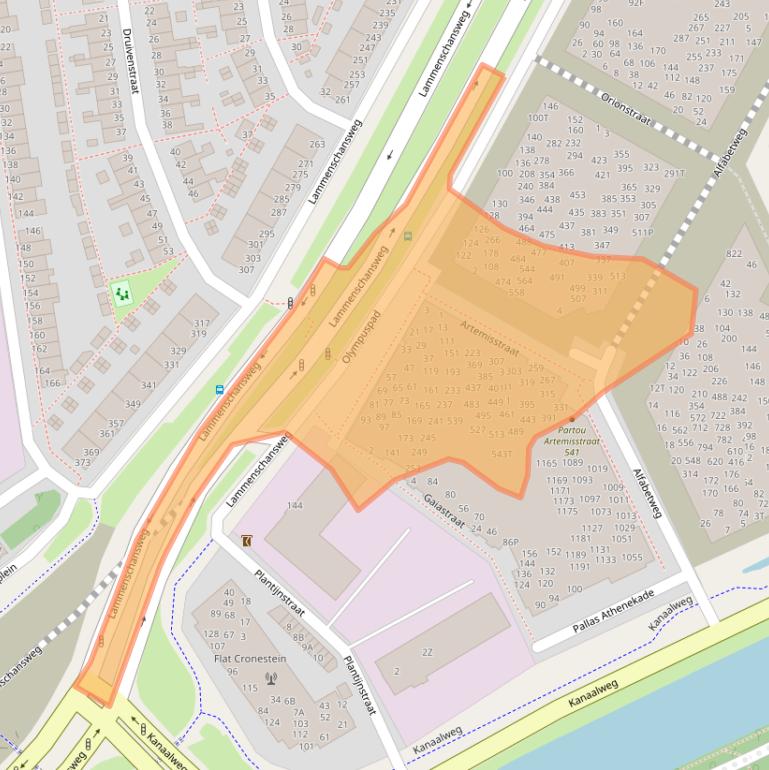 Kaart van postcodegebied 2321LA.