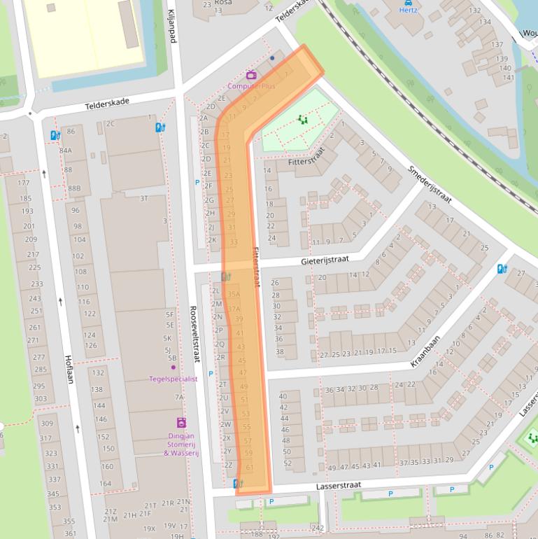 Kaart van postcodegebied 2321PJ.