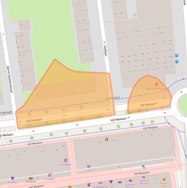 Kaart van postcodegebied 2321RH.