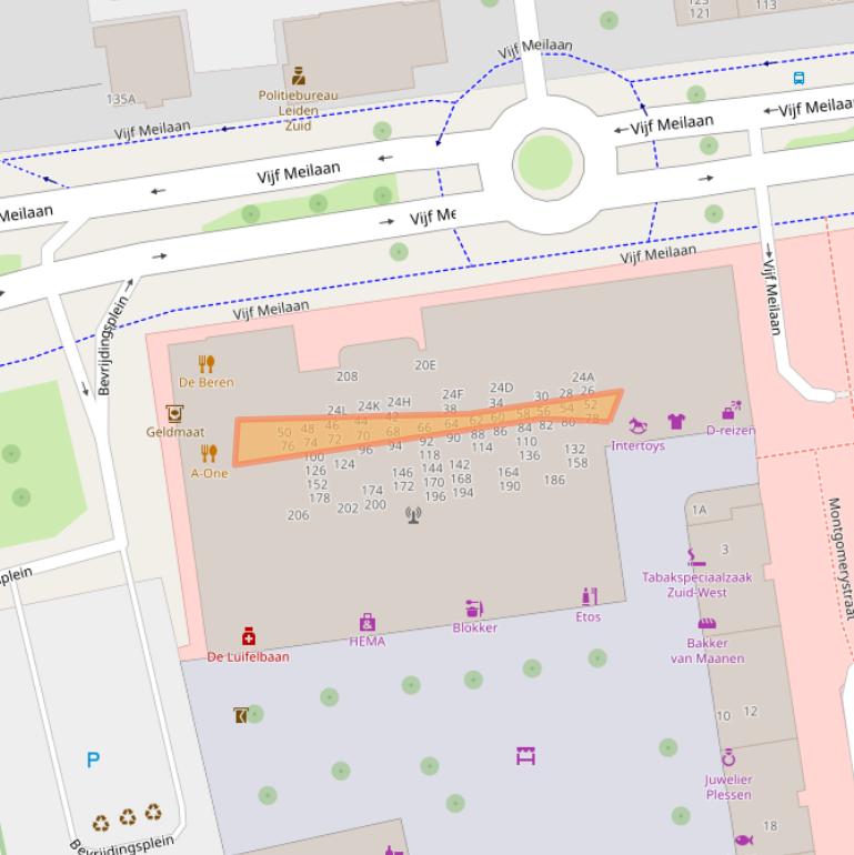 Kaart van postcodegebied 2321RM.