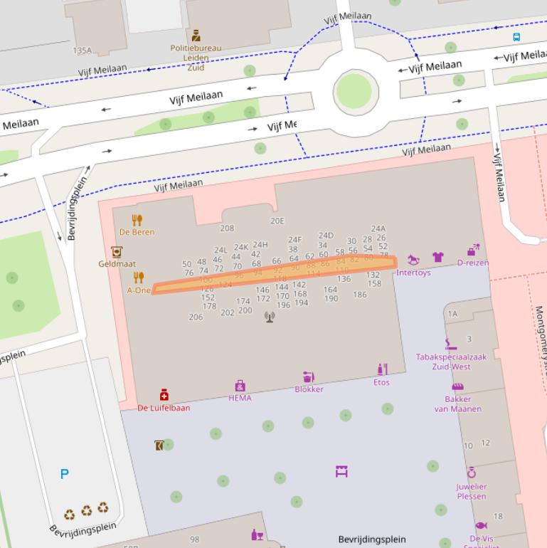 Kaart van postcodegebied 2321RN.