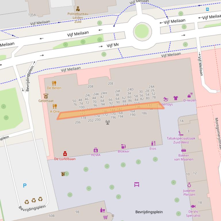 Kaart van postcodegebied 2321RP.