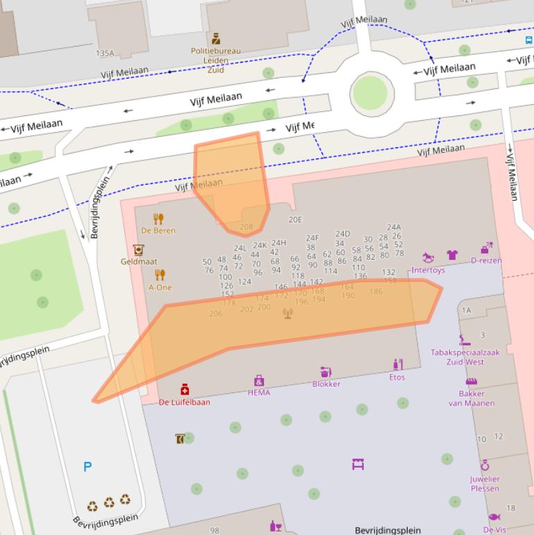 Kaart van postcodegebied 2321RR.