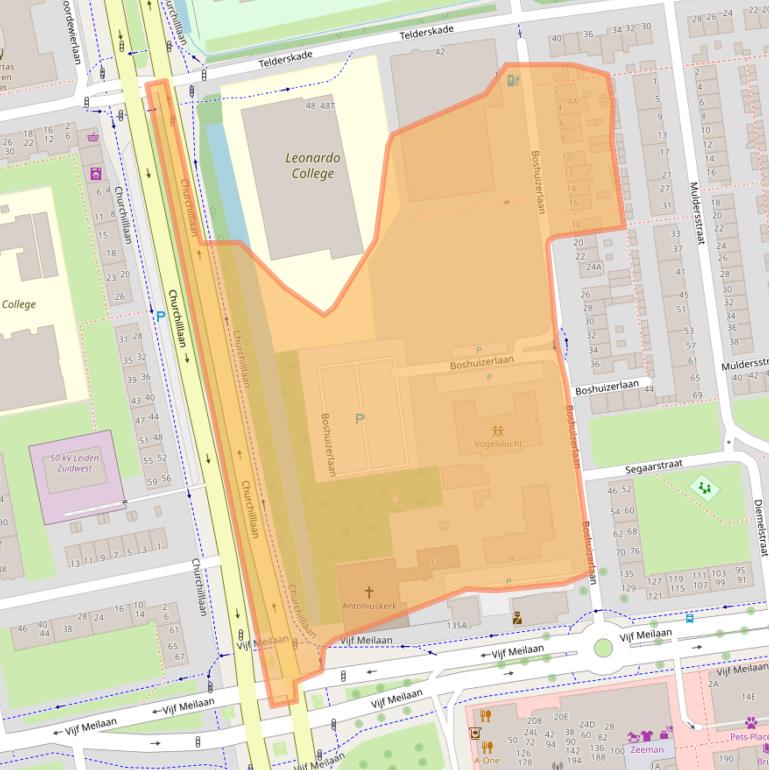 Kaart van postcodegebied 2321SG.