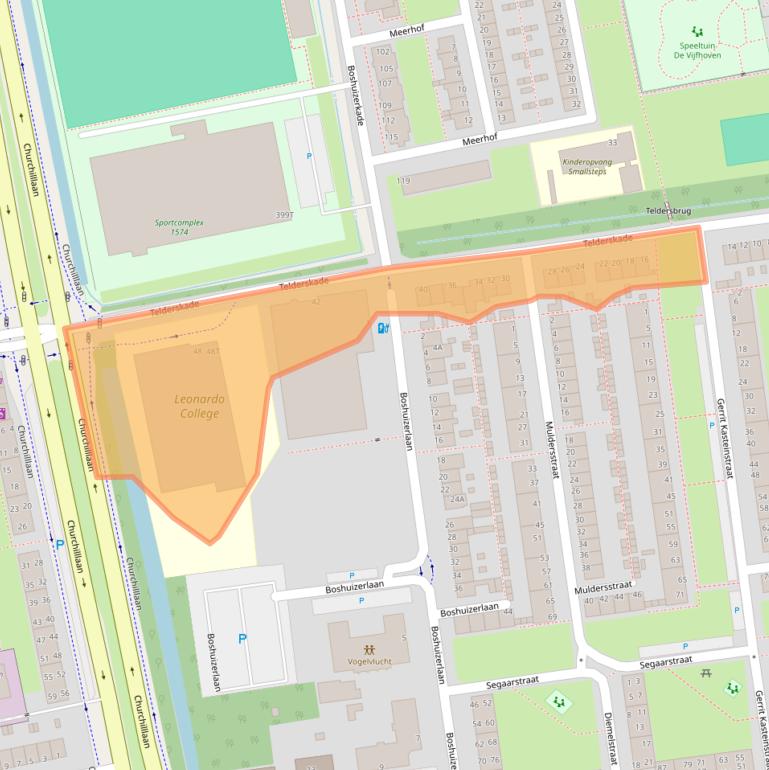 Kaart van postcodegebied 2321TE.
