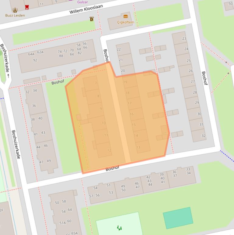 Kaart van postcodegebied 2321TM.