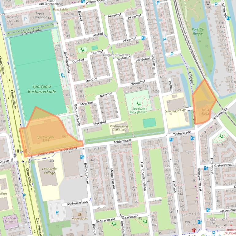 Kaart van postcodegebied 2321TR.