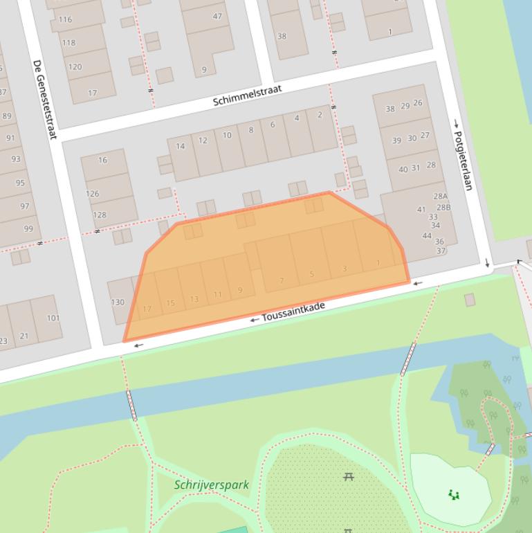 Kaart van postcodegebied 2321VW.