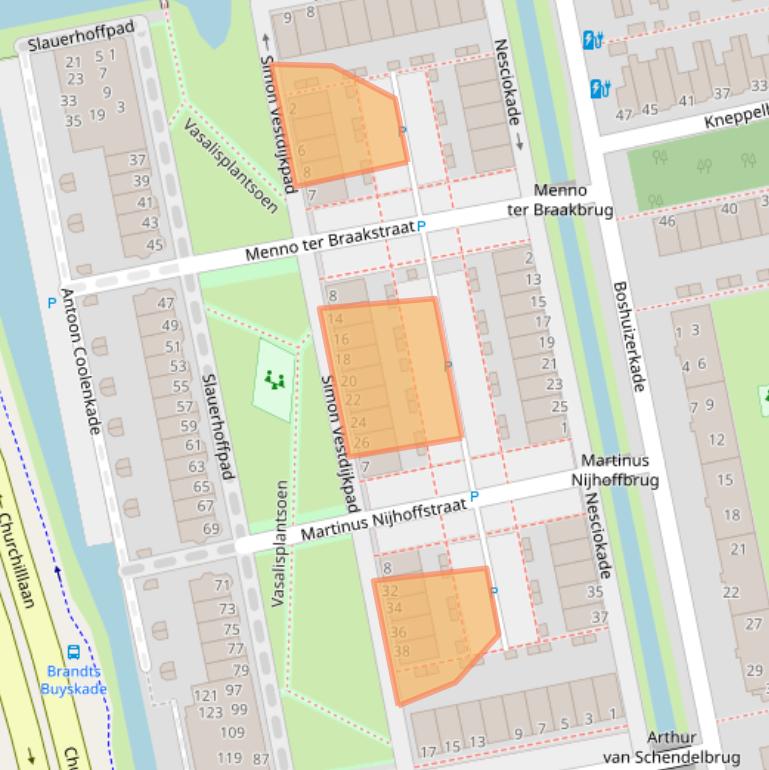 Kaart van postcodegebied 2321WD.