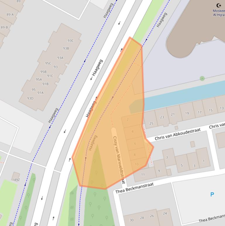 Kaart van postcodegebied 2321WV.