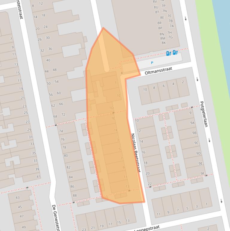 Kaart van postcodegebied 2321XC.