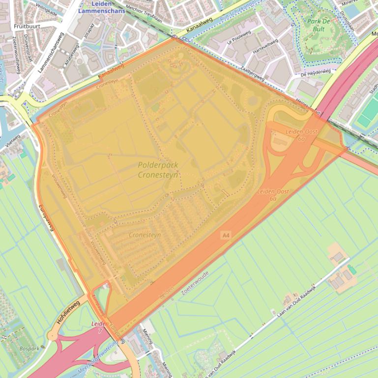 Kaart van postcodegebied 2322.