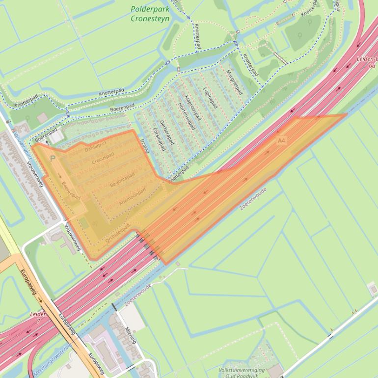 Kaart van postcodegebied 2322LA.