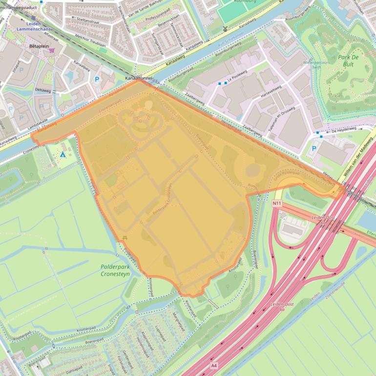 Kaart van postcodegebied 2322LB.